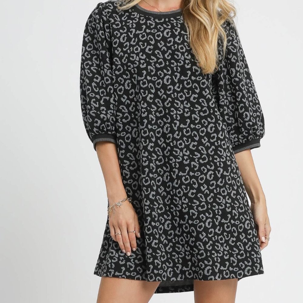 Umgee Leopard‎ Print Jacquard Mini Dress
